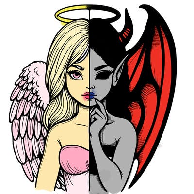realistic angel half demon