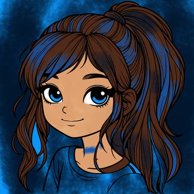 realistic girl with ponytail