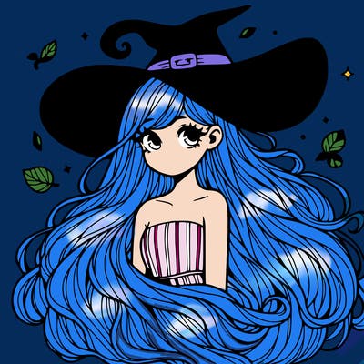 a witch girl with very long hair