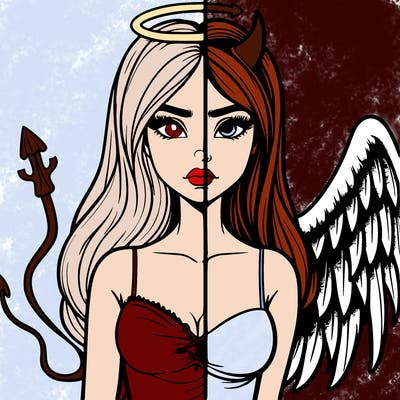 devil vs angel realistic girl