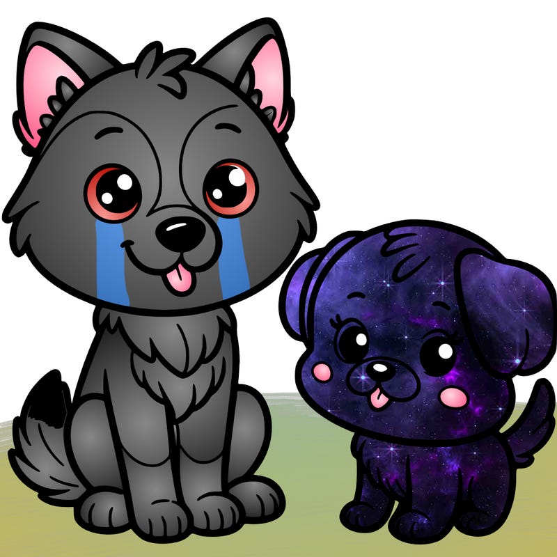 cute little wolf and dog
