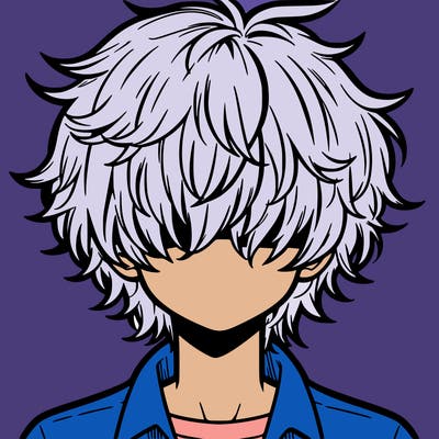 manga boy fluffy hair covering his eyes