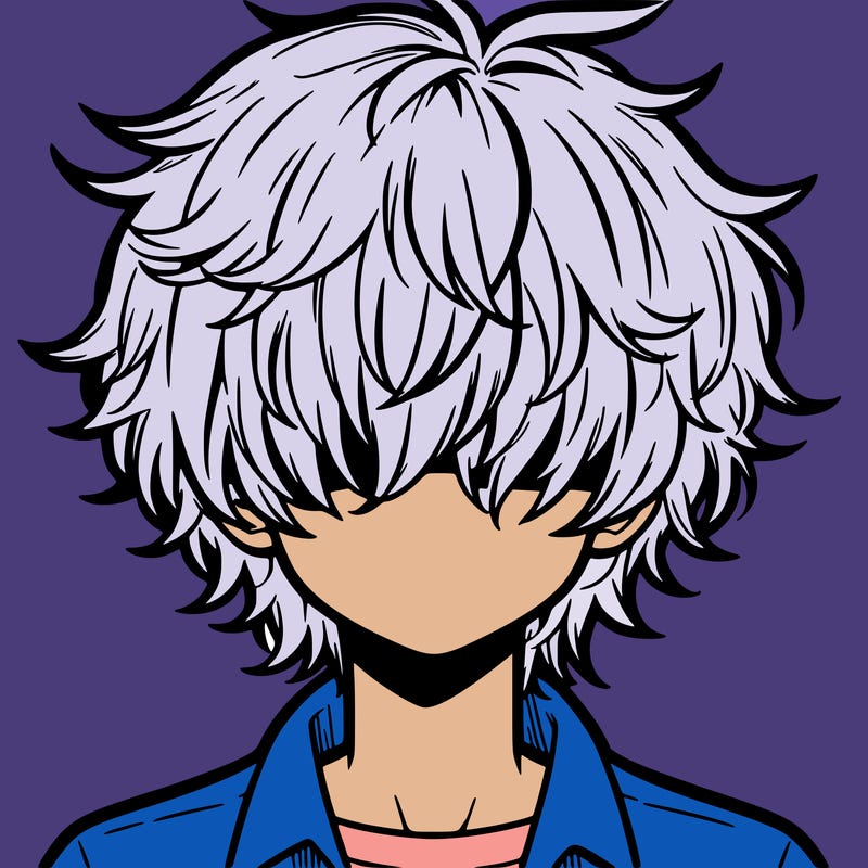 manga boy fluffy hair covering his eyes