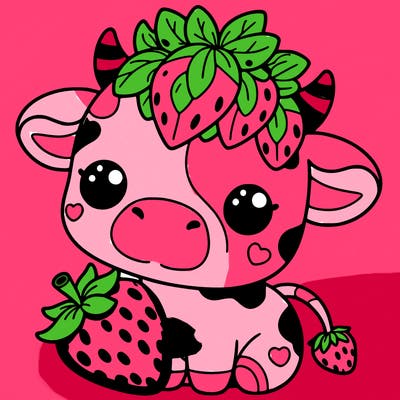 cute strawberry cow