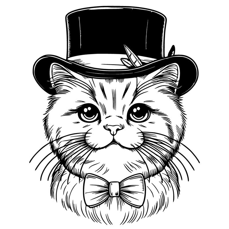 realistic cat with a top hat