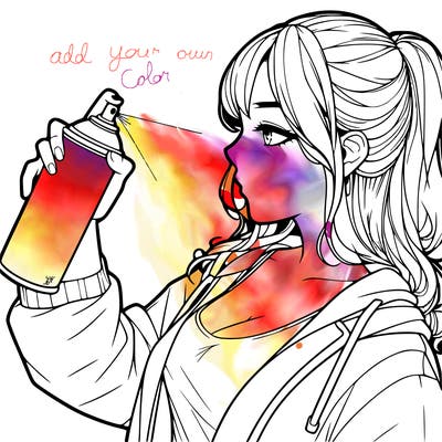a realistic girl spray, painting