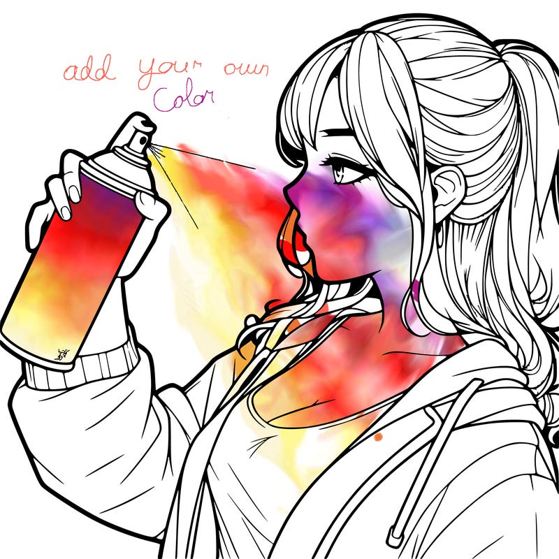 a realistic girl spray, painting