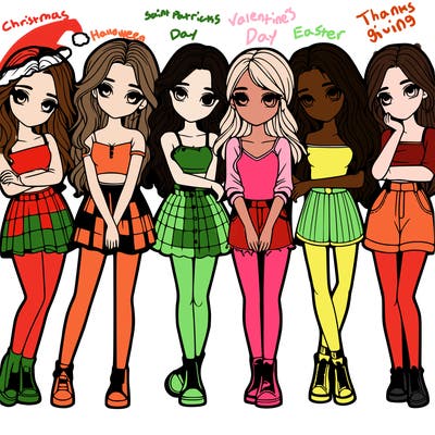 a group of girls realistic