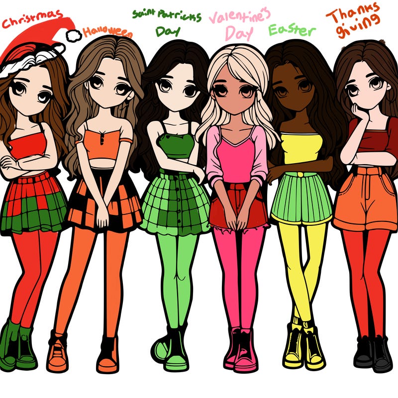 a group of girls realistic