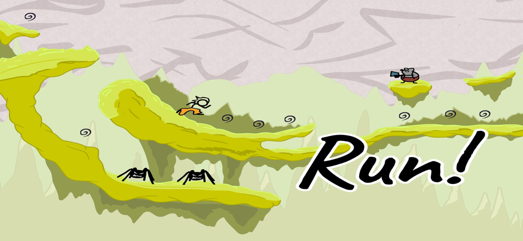 Super Fancy Pants Adventure - Fancy Pants Man running on yellow hand-drawn platforms in a stylized world