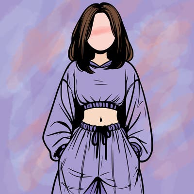 realistic girl faceless with baggy pants and a crop top