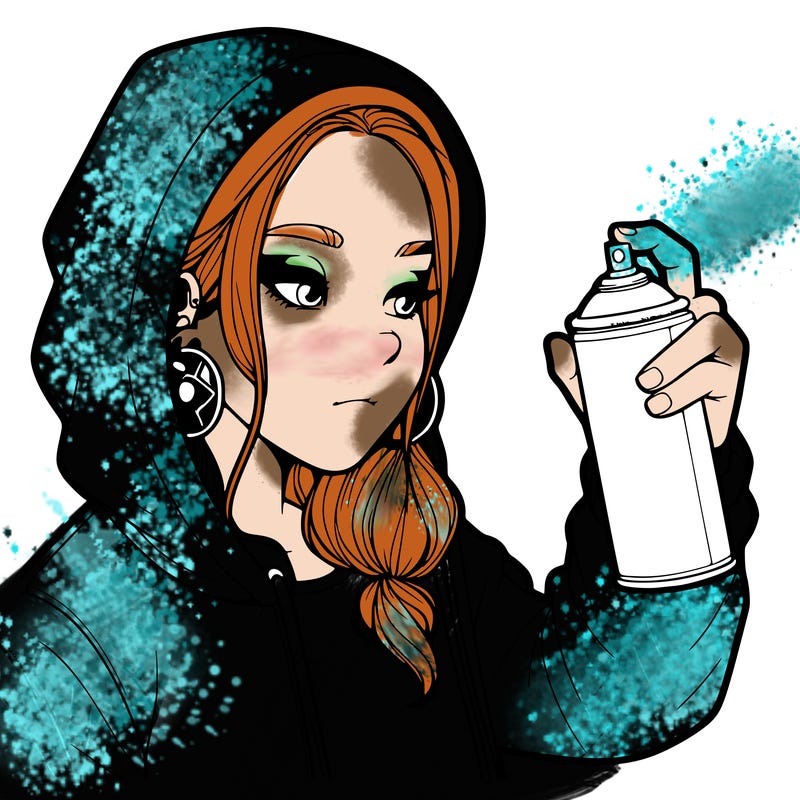 a realistic girl, spray painting