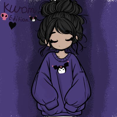 girl with baggy sweatshirt and messy bun