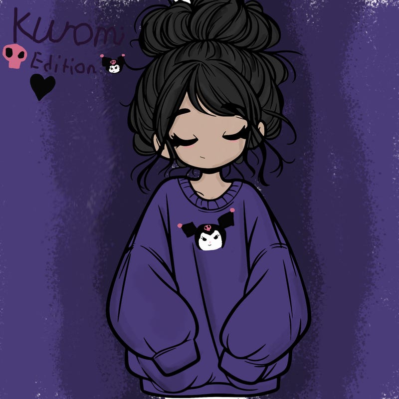 girl with baggy sweatshirt and messy bun