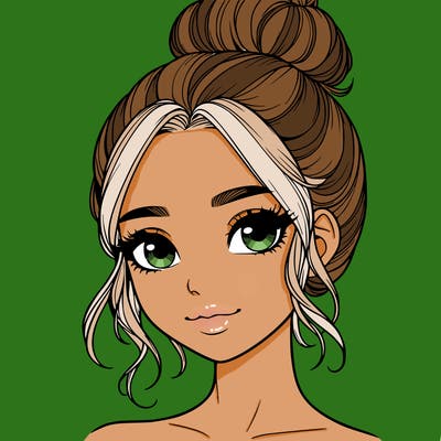 realistic pretty girl with hair in bun