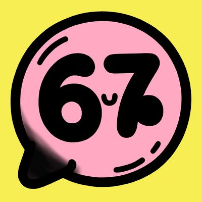 bubble that says 67