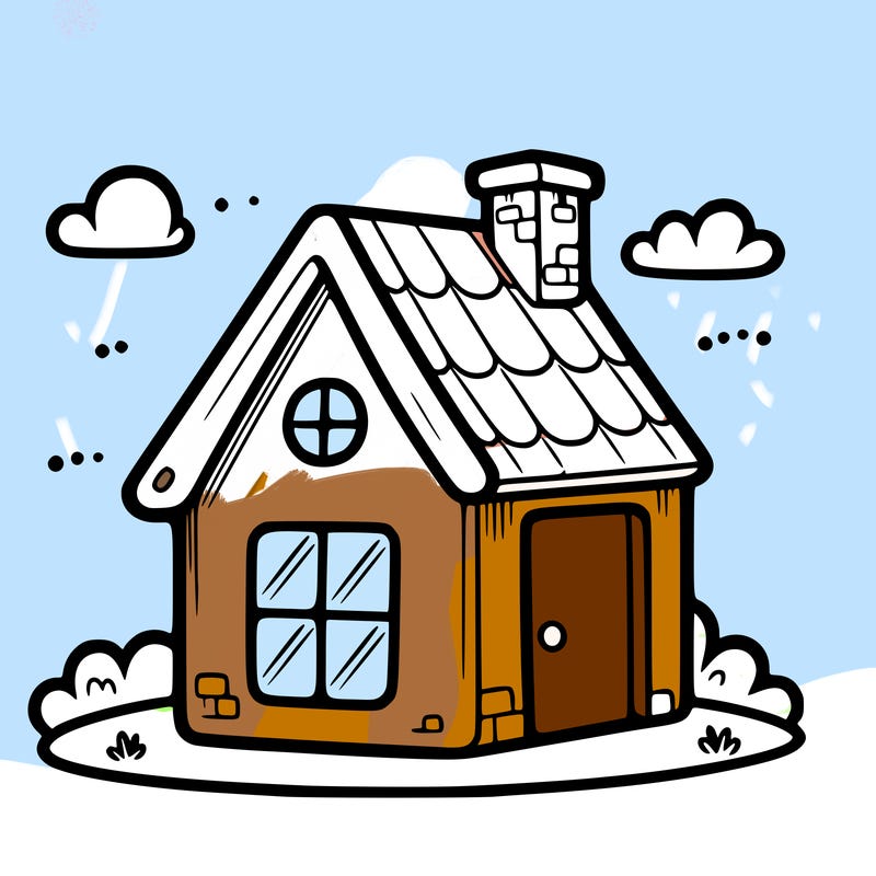 a simple, cute house with a chimney