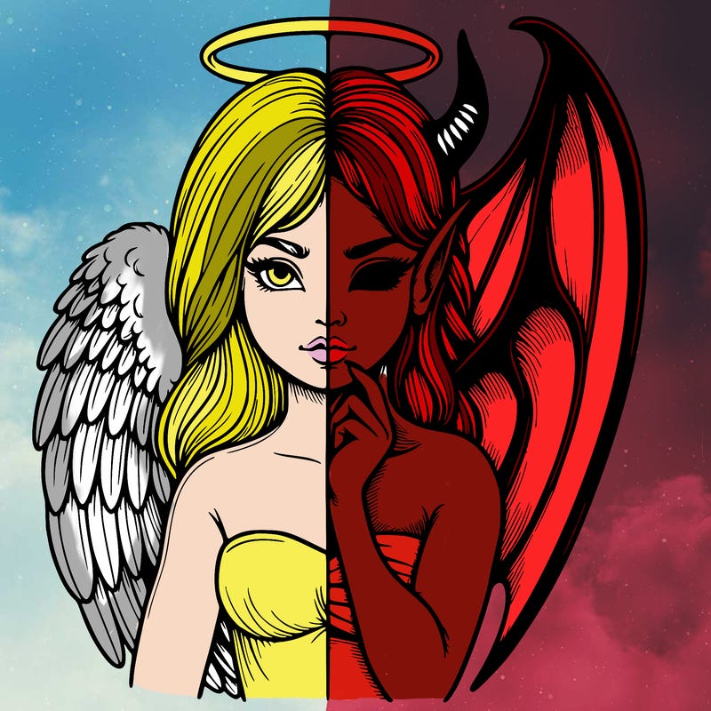 realistic angel half demon