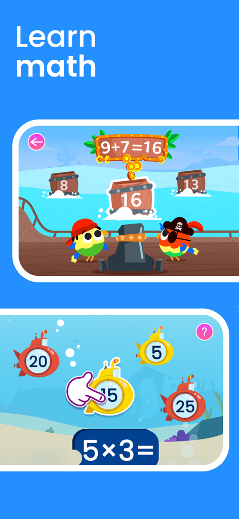 Smart Tales ® Learning Games - Interactive addition and multiplication math games for kids with fun pirate and submarine themes