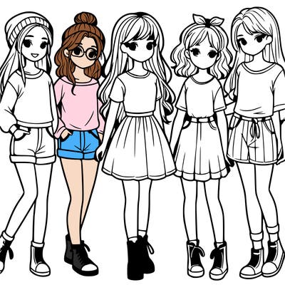 a group of five girls