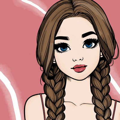 realistic girl with braids