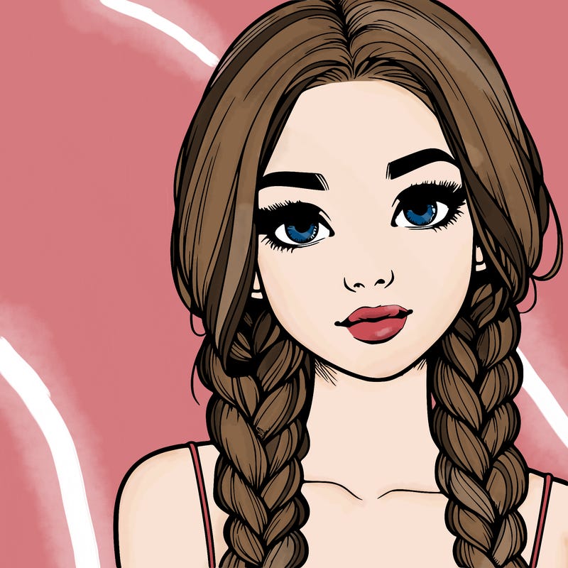 realistic girl with braids