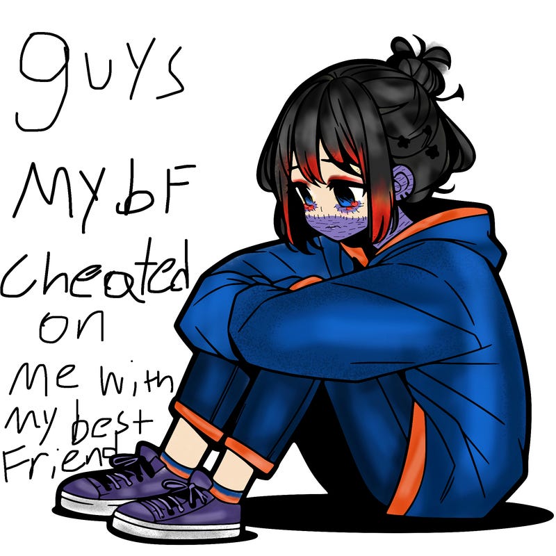 sad anime girl sitting alone