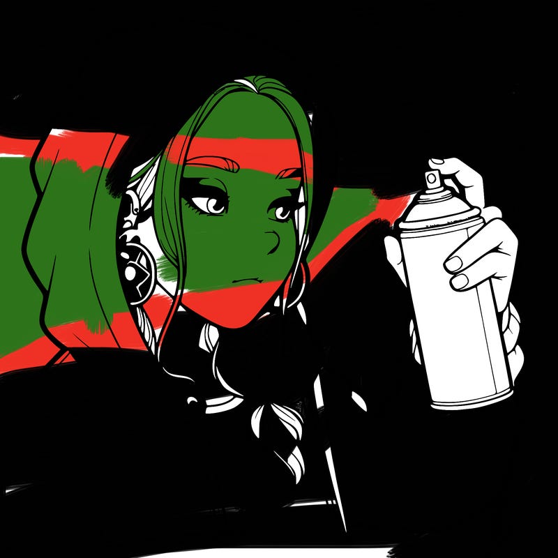 a realistic girl, spray painting