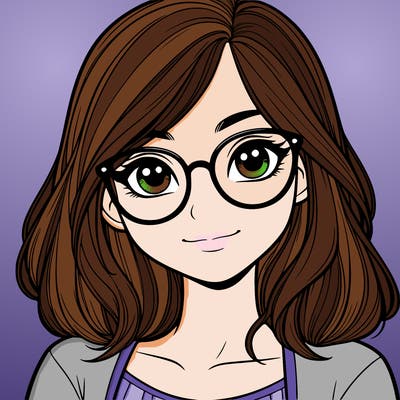 realistic girl with glasses