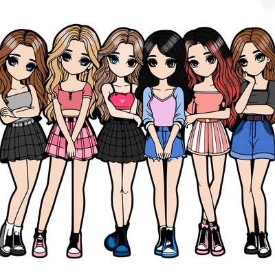 a group of girls realistic