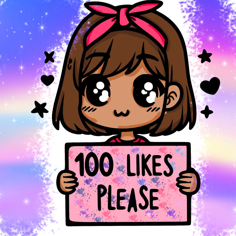 girl holding sign saying 100 likes please