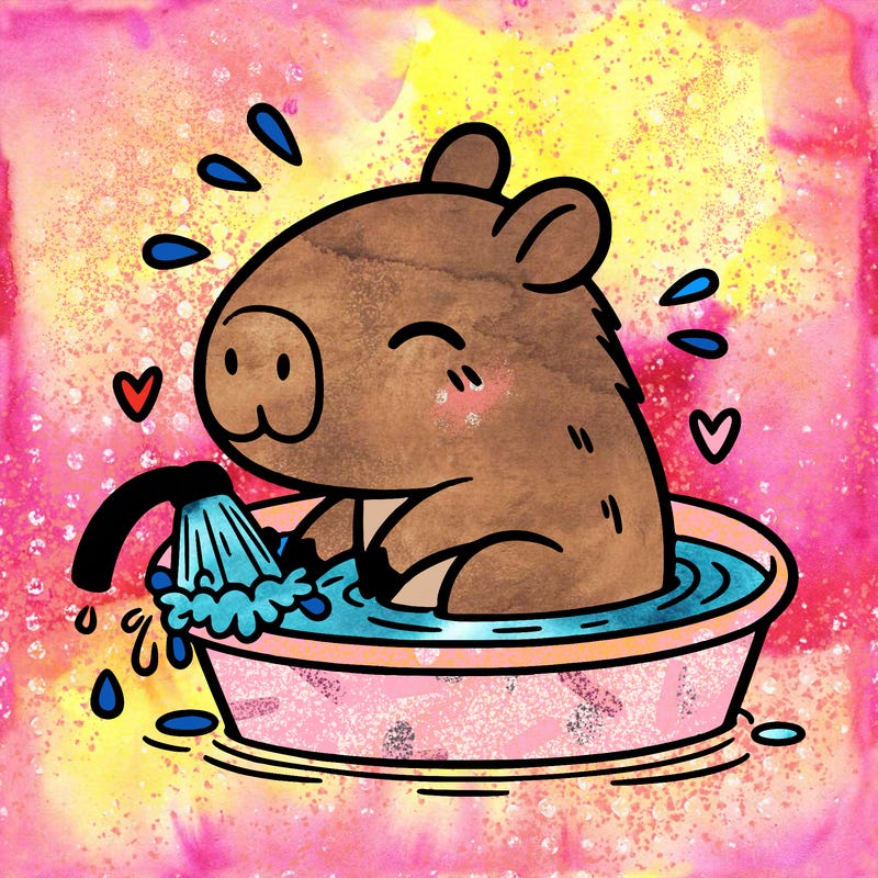 capybara taking a bath