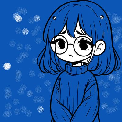 sad girl with glasses in a sweater