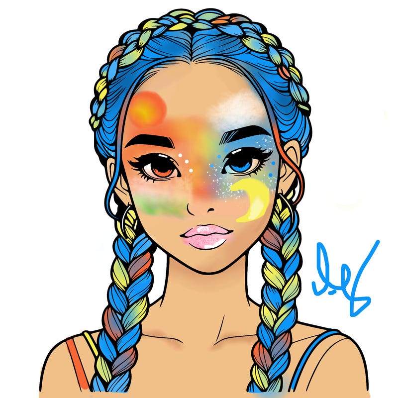realistic girl with braids