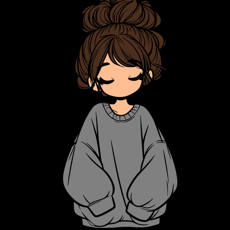 girl with baggy sweatshirt and messy bun