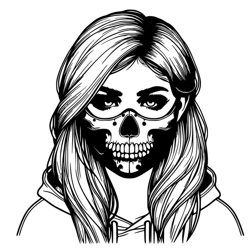 realistic girl with a scall mask