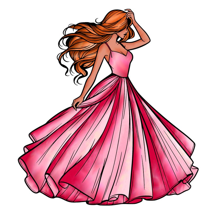 realistic woman with dress flowing in the wind