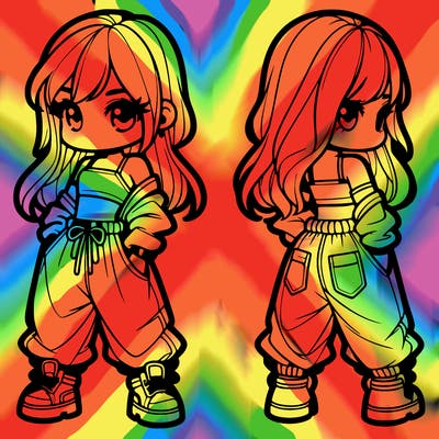 girl in crop top and baggy pants