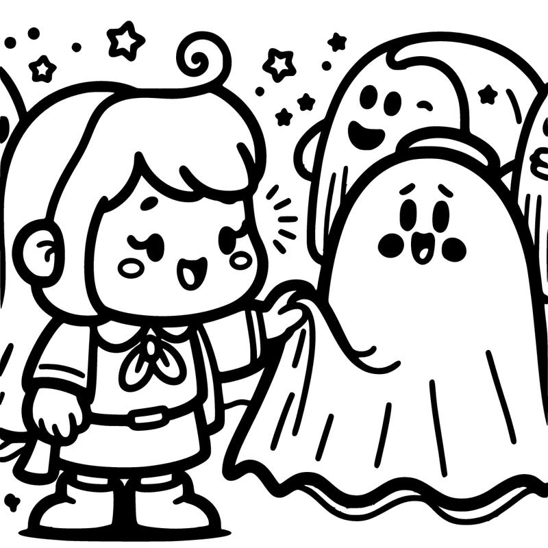 there was a little ghost that was scared of people around her. a girl was taking care of her, and the little ghost was so happy.