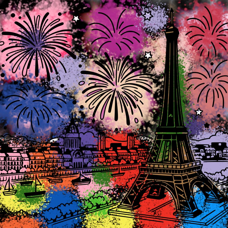 tour eiffel with fireworks