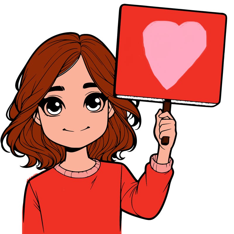 realistic girl holding up a sign