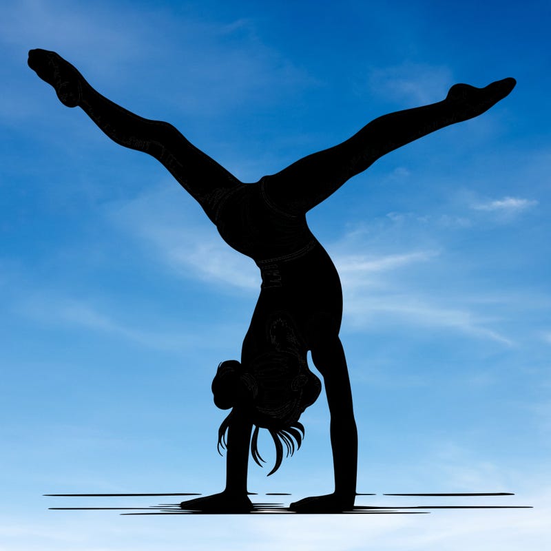 realistic gymnastic hand stand girl in four splits