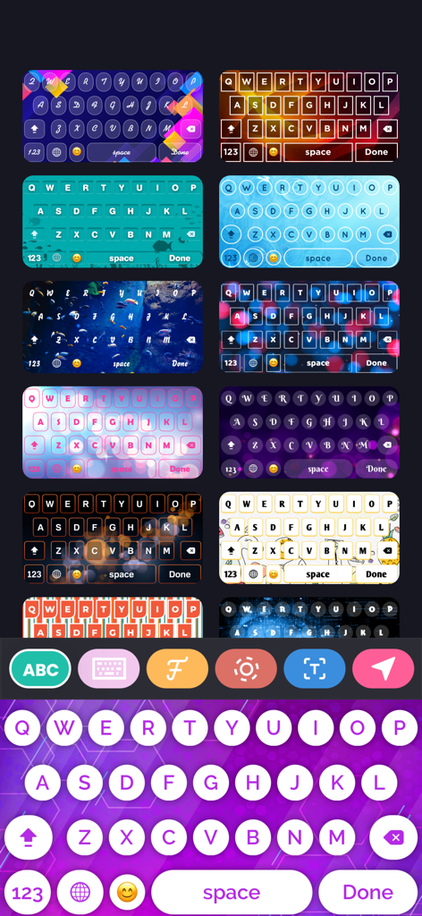 Fonts & Emoji Keyboard. - Una colección de temas de teclado estéticos y coloridos con diferentes fuentes y fondos