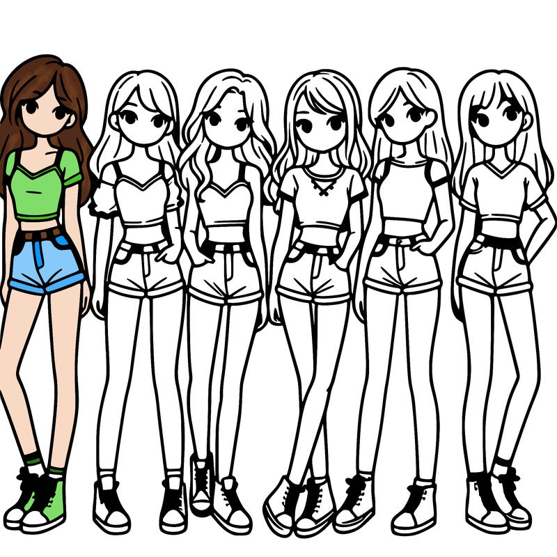 a group of girls wearing crop tops and shorts