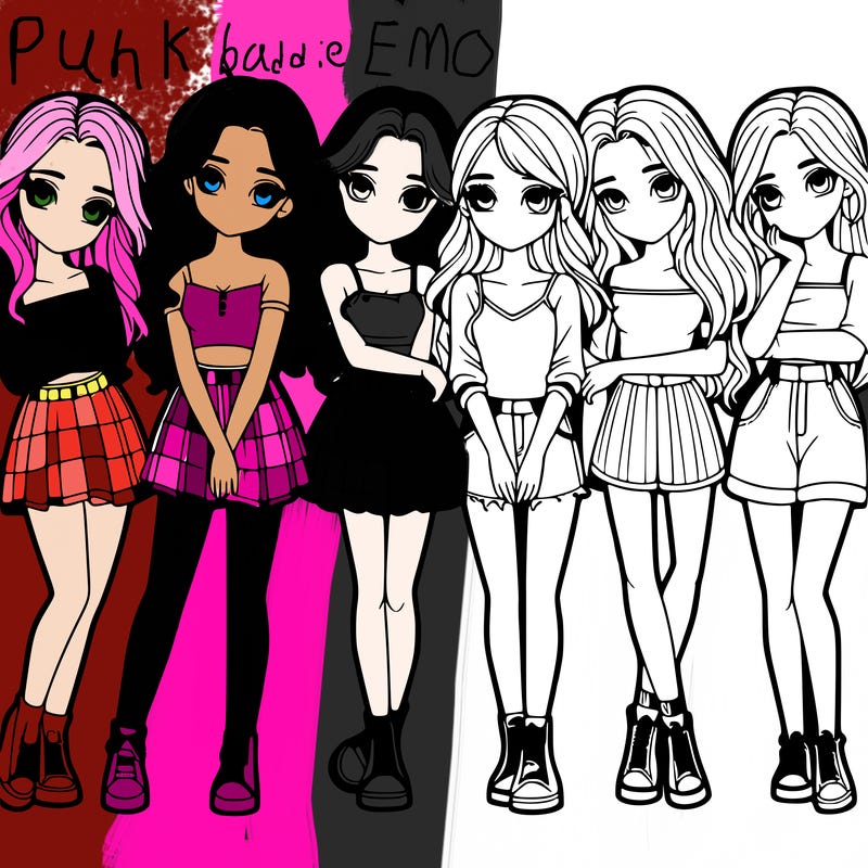 a group of girls realistic