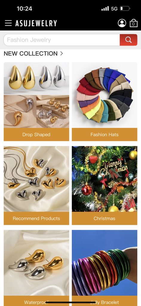 Asujewelry-wholesalejewelry - AsuJewelry app interface showcasing wholesale jewelry collections and fashion accessories categories