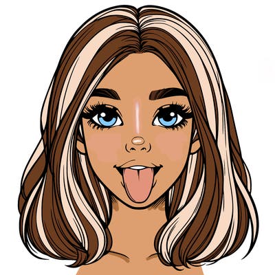 realistic girl with her tongue out