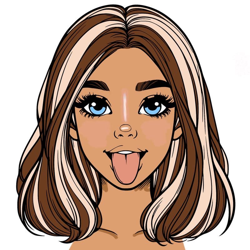 realistic girl with her tongue out