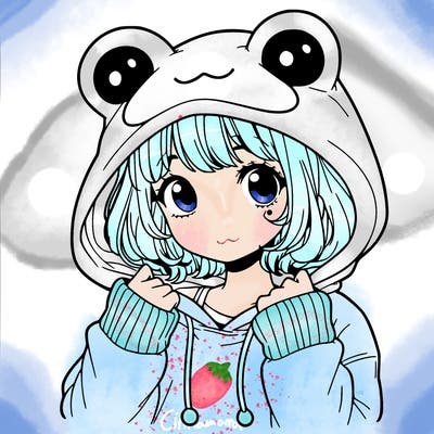 a cute teenage girl wearing a frog hoodie