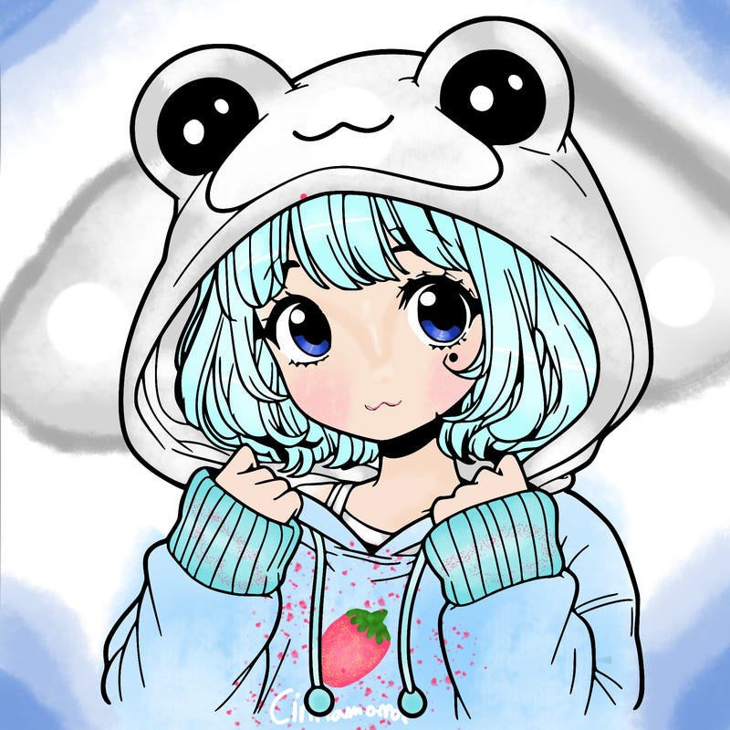 a cute teenage girl wearing a frog hoodie